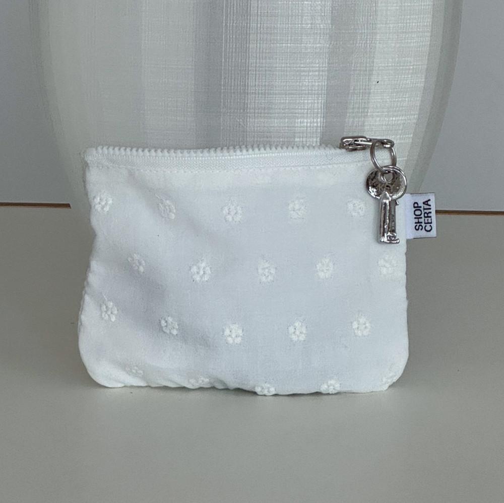 (리퍼브) 미니 플라워 파우치 화이트