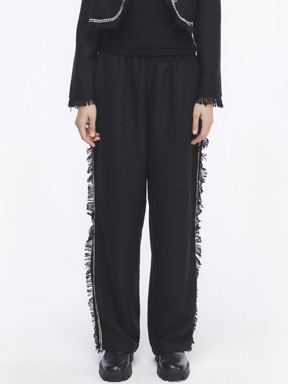 Tweed Banding Pants Black