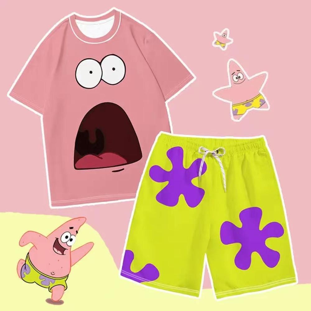 귀여운 뚱이 캐릭터 반바지 티셔츠 세트 편안한 잠옷