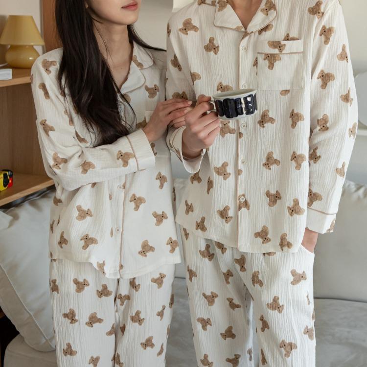 [남녀커플] 플레르 베어 거즈 코튼 파자마 세트