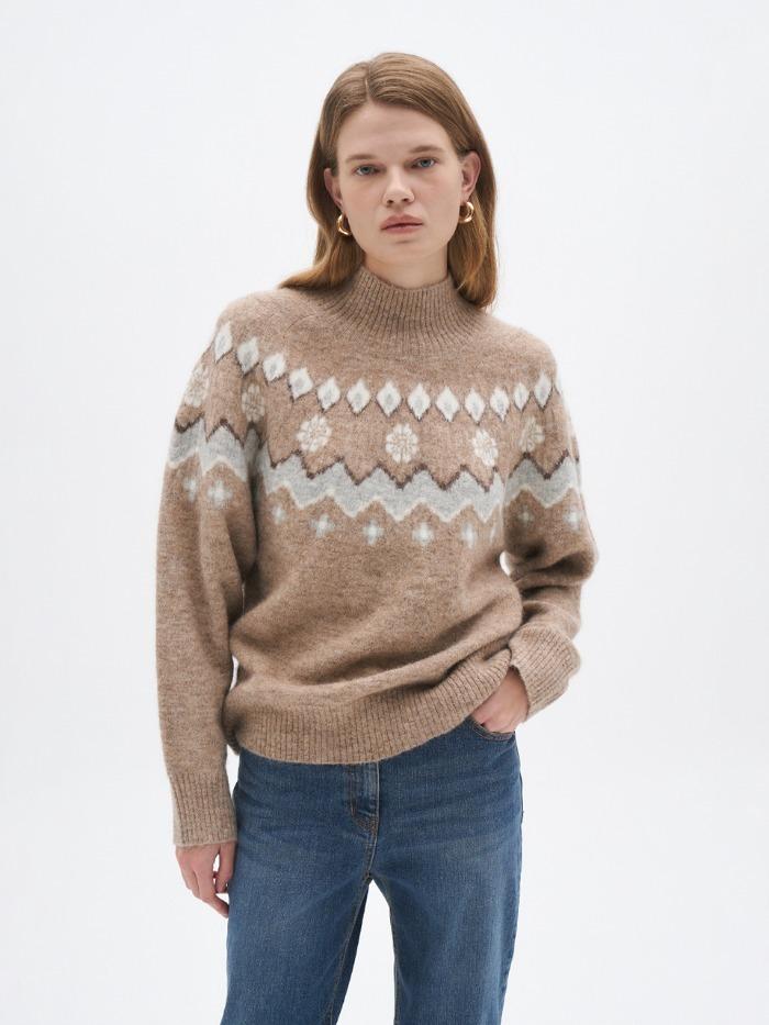 [아울렛]알파카 블랜드 모크넥 니트 N4GW75