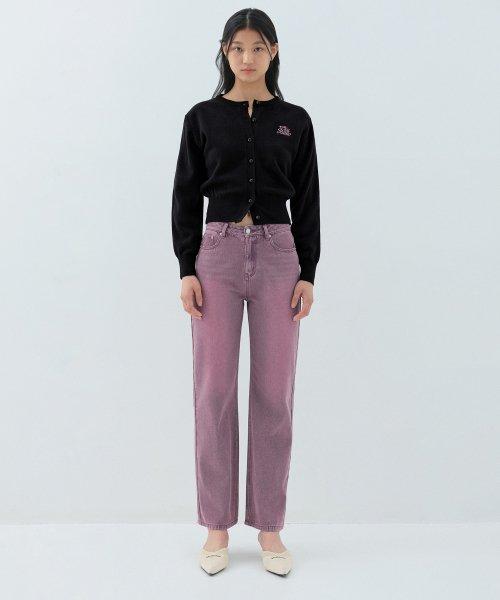 스트레이트 W 데님 팬츠_핑크