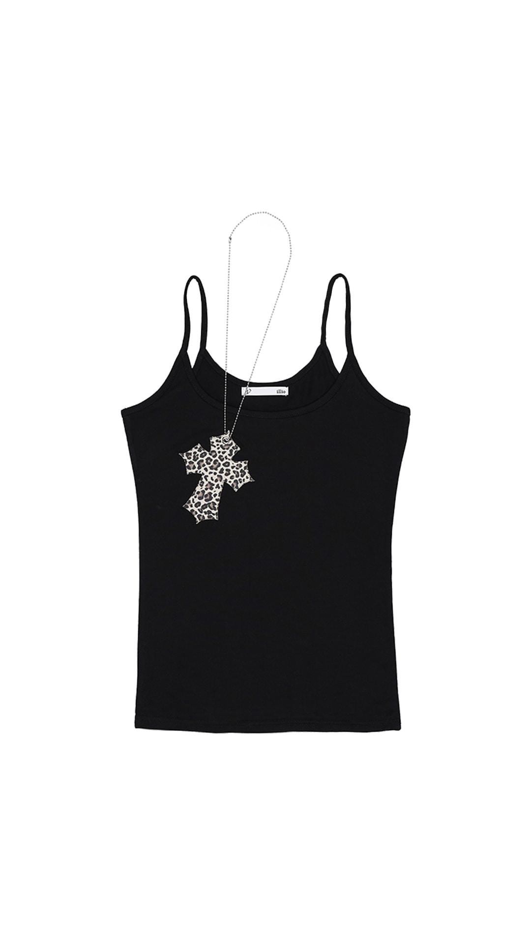 LONGBLACK LEOPARDCROSS NECKLACE SLEEVELESS