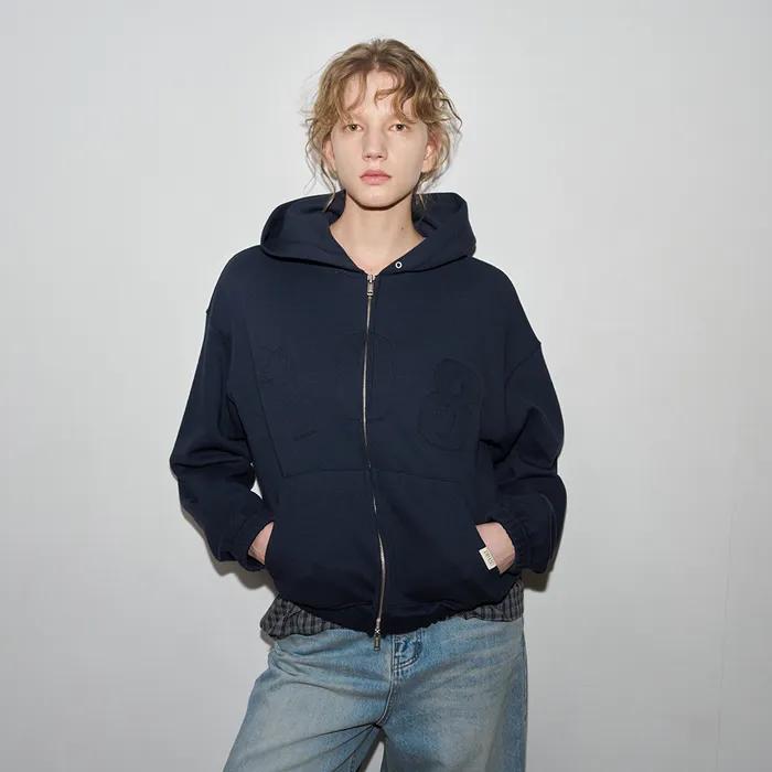 Easy Waffle Zip Hoodie_Navy