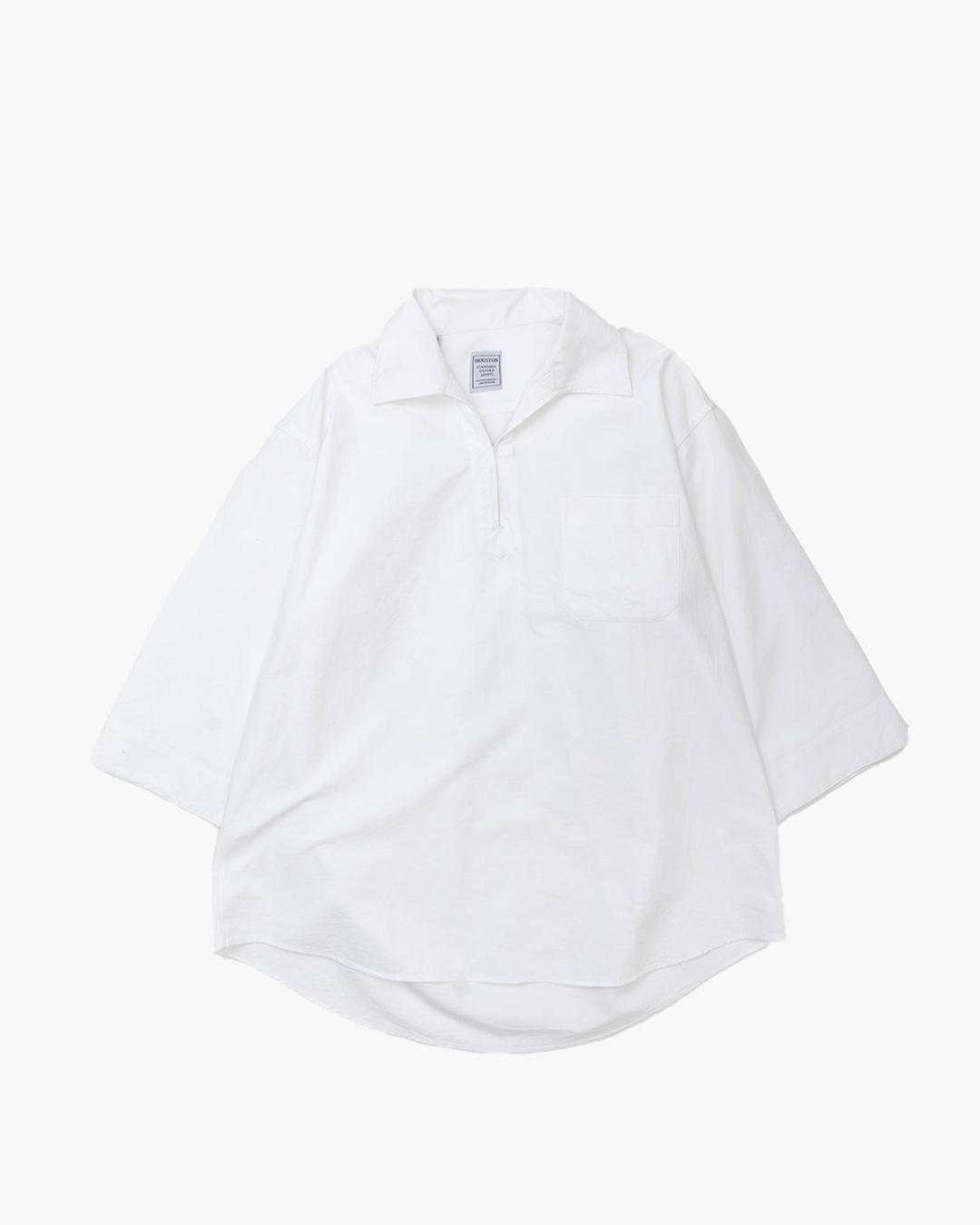 OXFORD 3/4 SLEEVE SKIPPER SHIRT (WHITE)