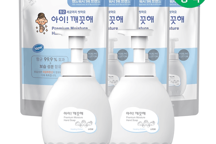 아이깨끗해 핸드워시 프리미엄모이스처 용기 450ml 2개+리필 400ml 4개