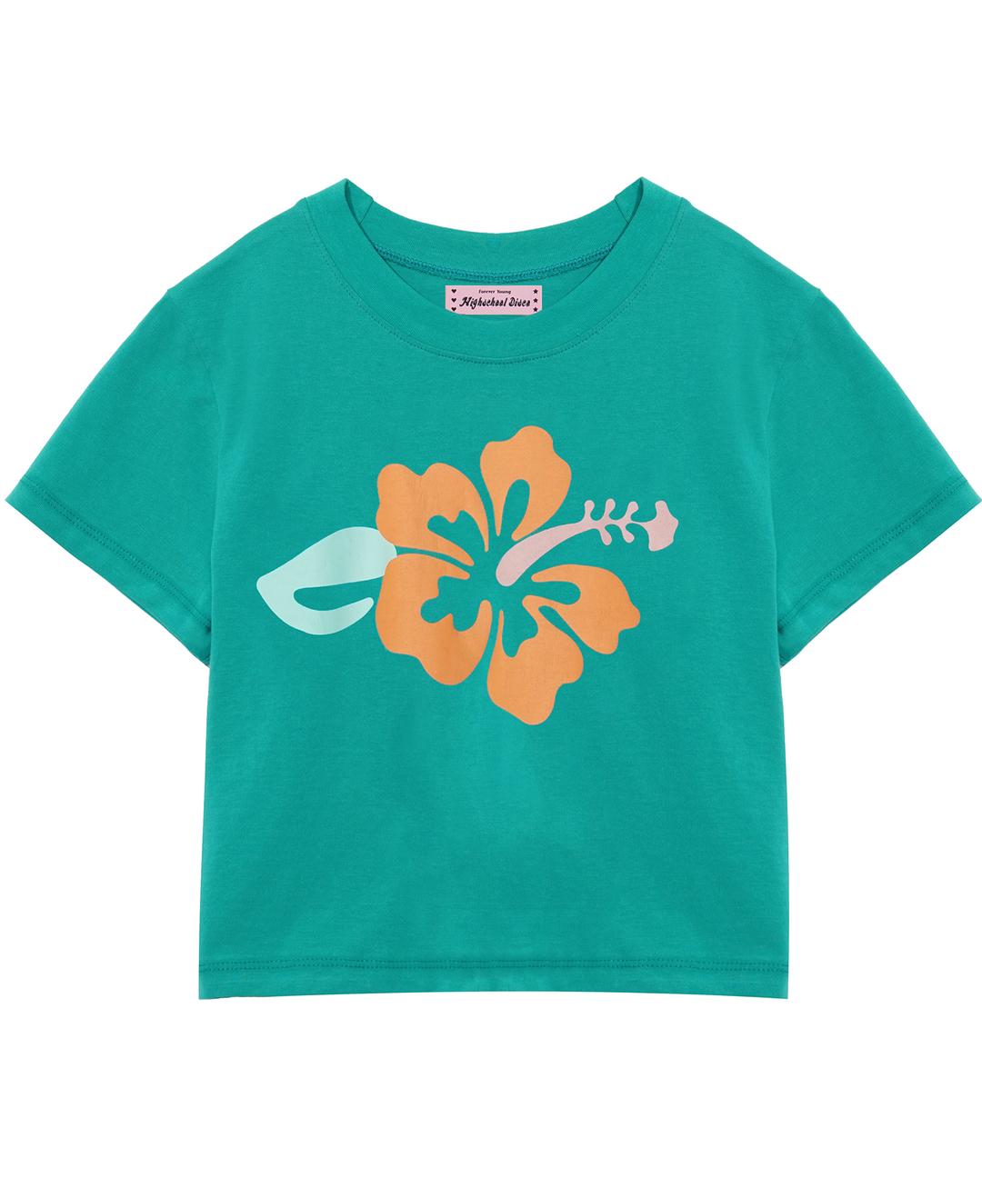 히비스커스 반팔 크롭티셔츠_그린