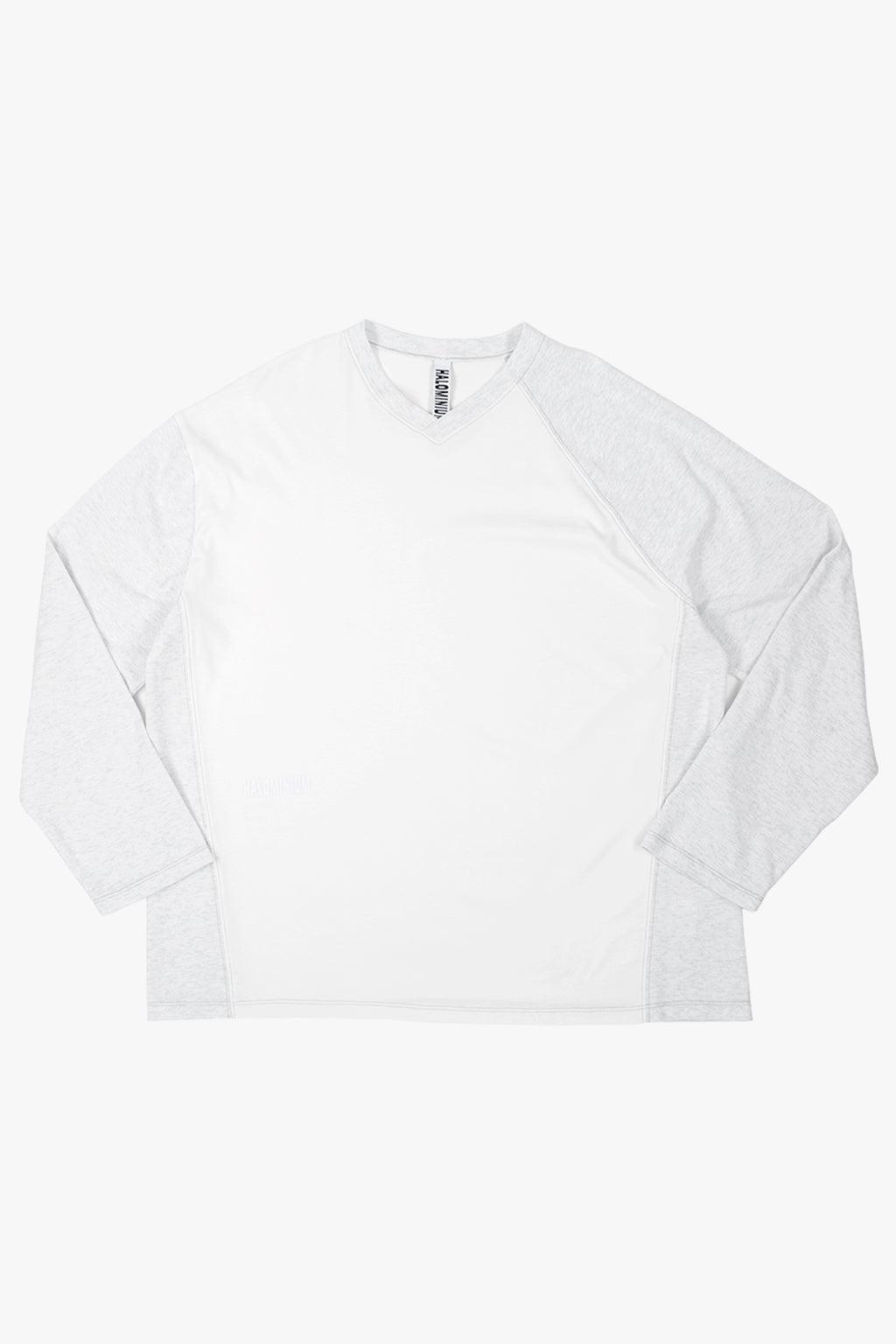 V NECK PIQUE RAGLAN TEE / WHITE