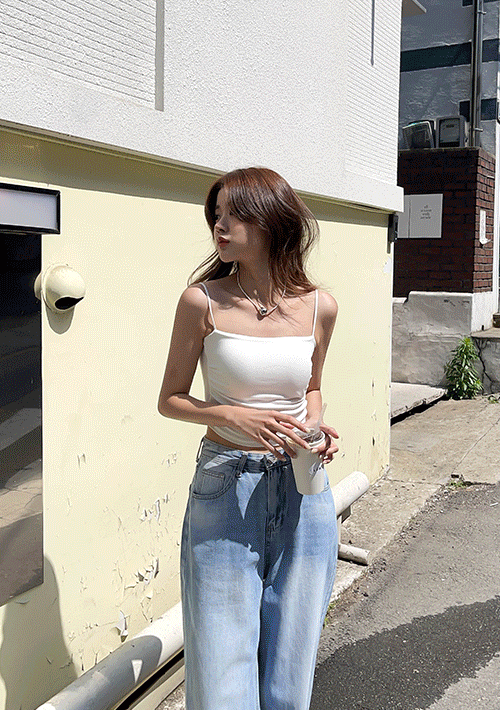 크리미 캡내장 크롭 나시