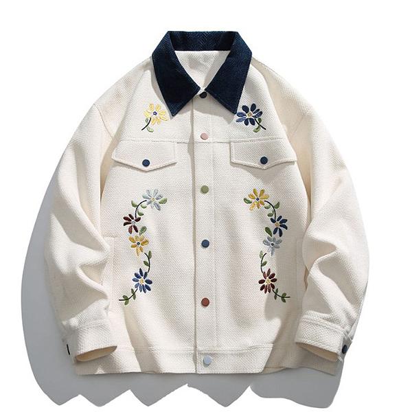 Spring Vivid Flower Embroidery Pocket 2Color Jacket (7732)