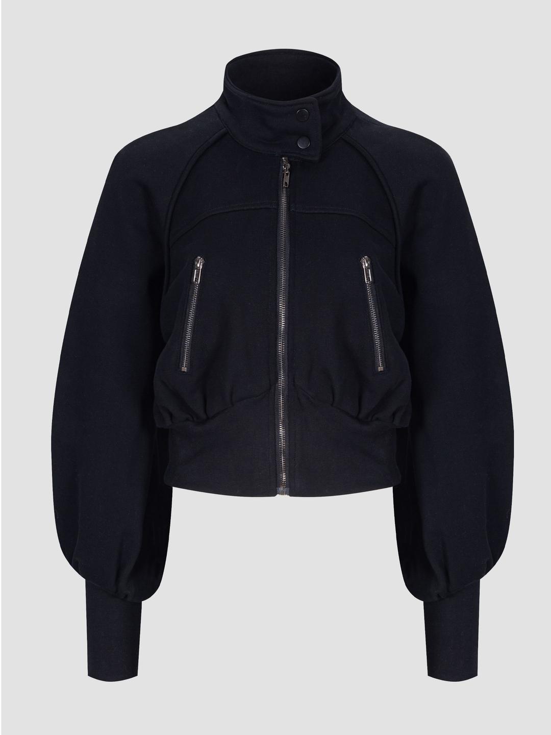 Raglan twist puff jacket (black)