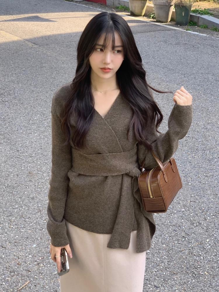 글리 랩니트 스트랩 레이어드 랩스타일 뷔스티에탑