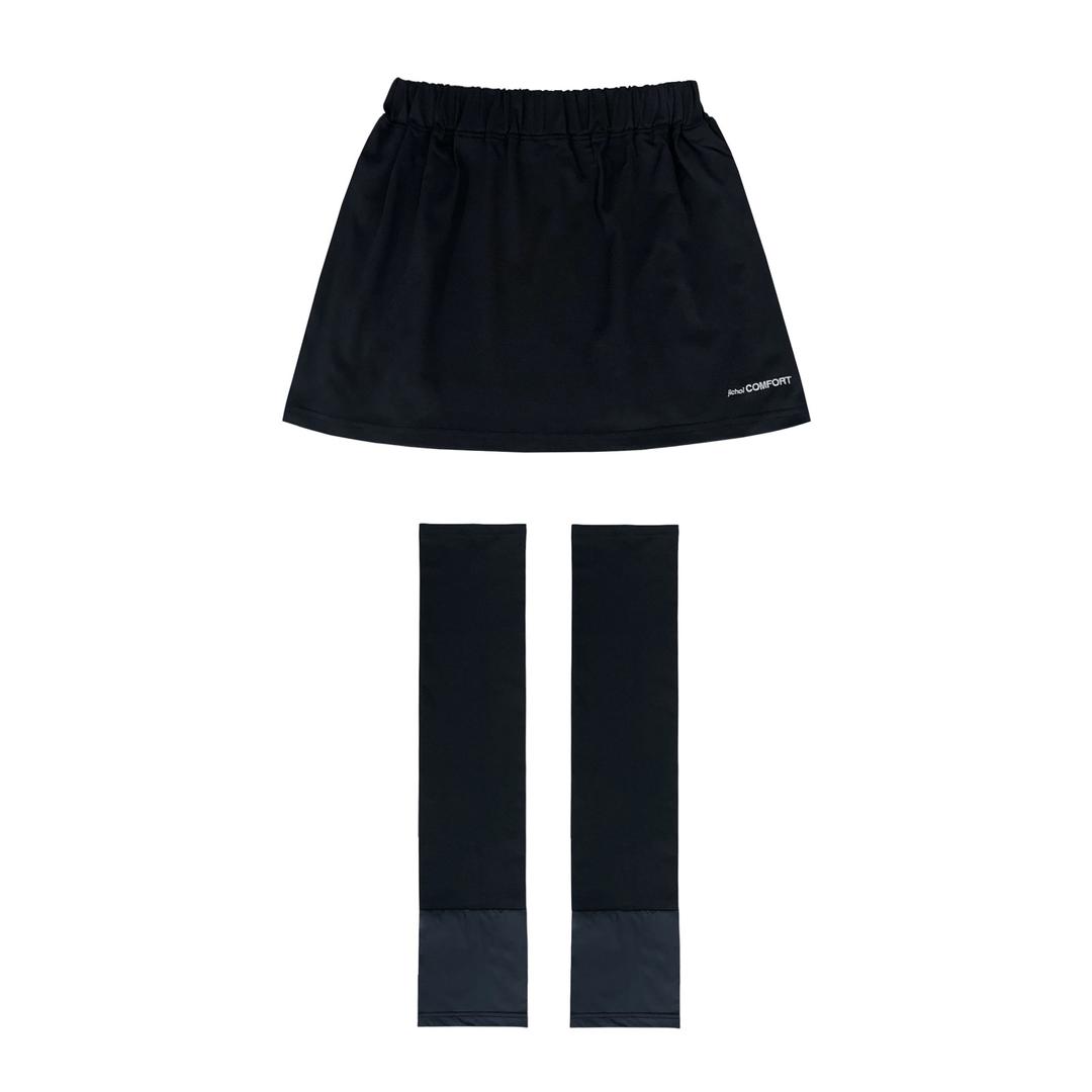 25-002 MINI SKIRT W/ DAILY WATERPROOF HEM LEG WARMERS (BLACK)