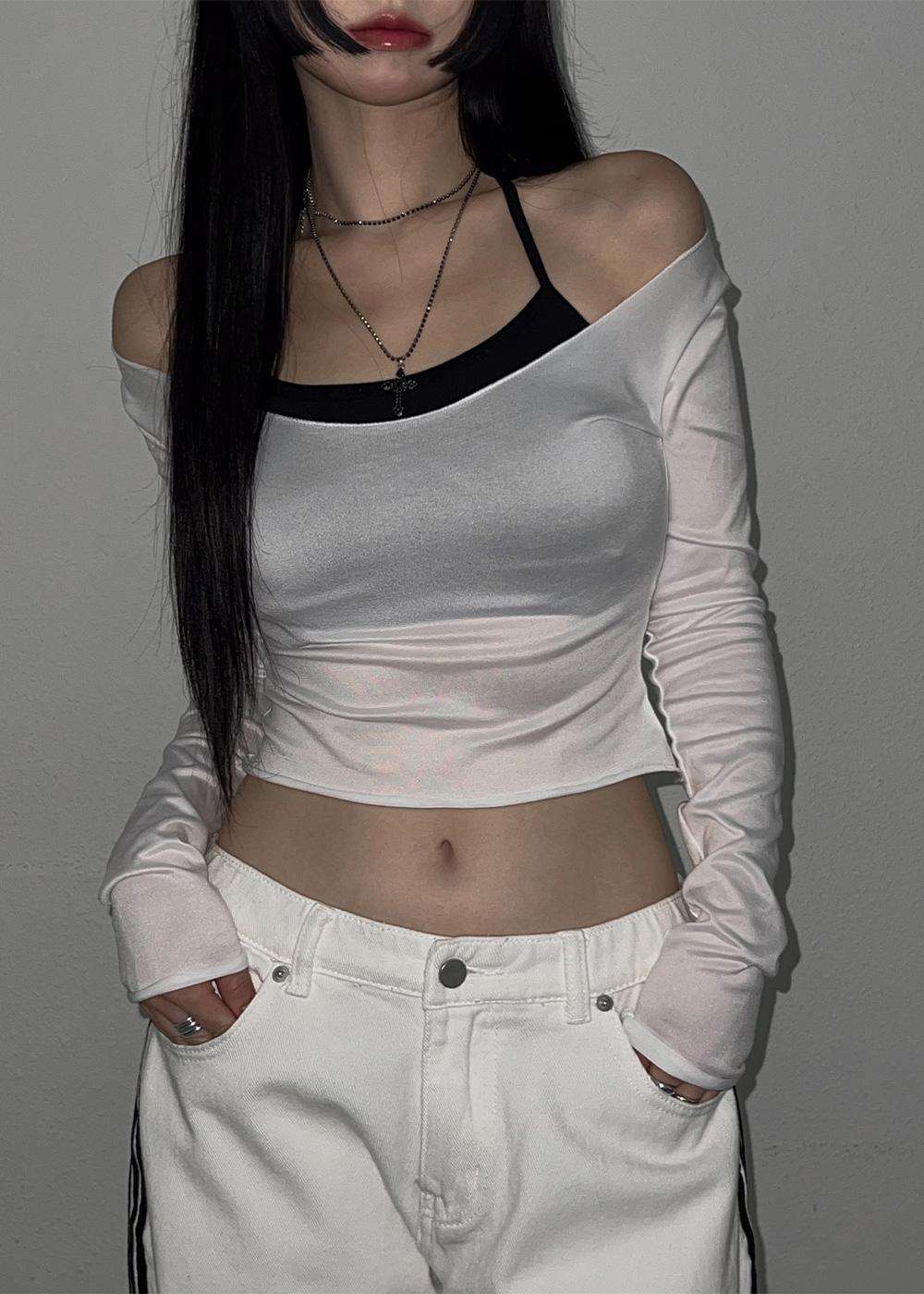 MOR LAYERED LONG SLEEVE BRA SET 2color / 모르 레이어드 긴팔 브라 세트