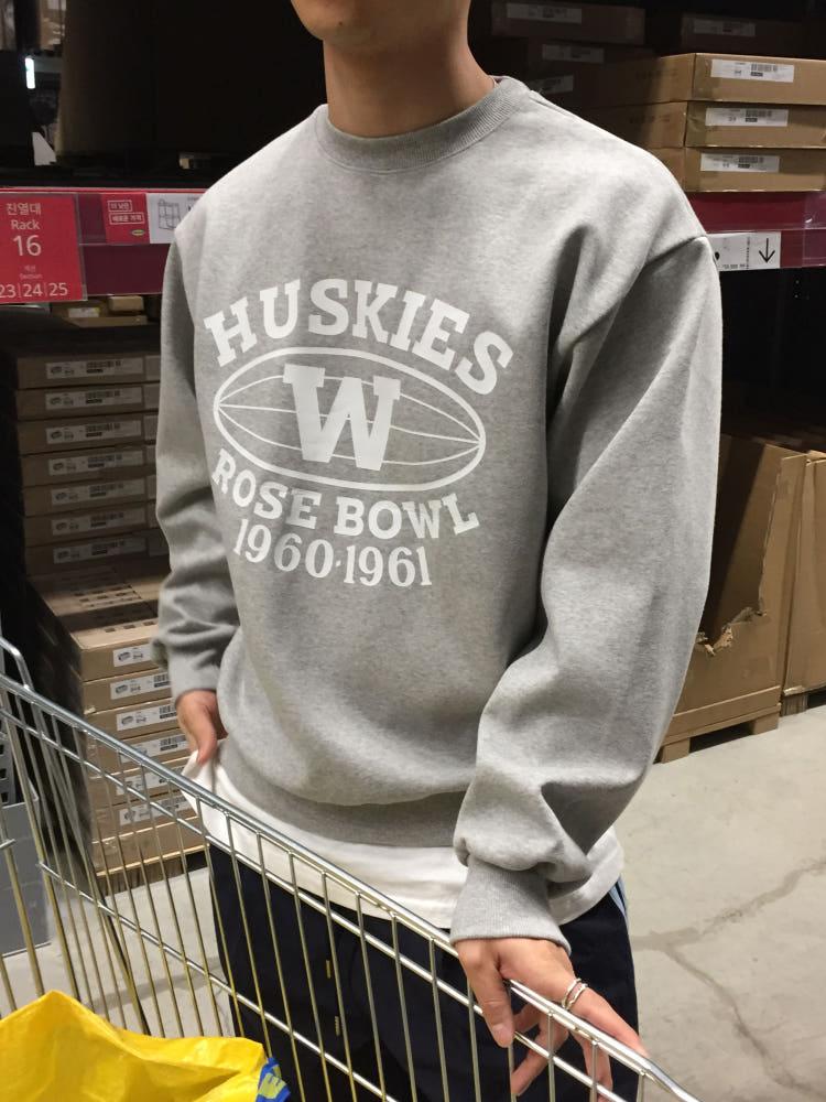 huskies lettering mtm (3C) - 남자기본맨투맨 빈티지맨투맨