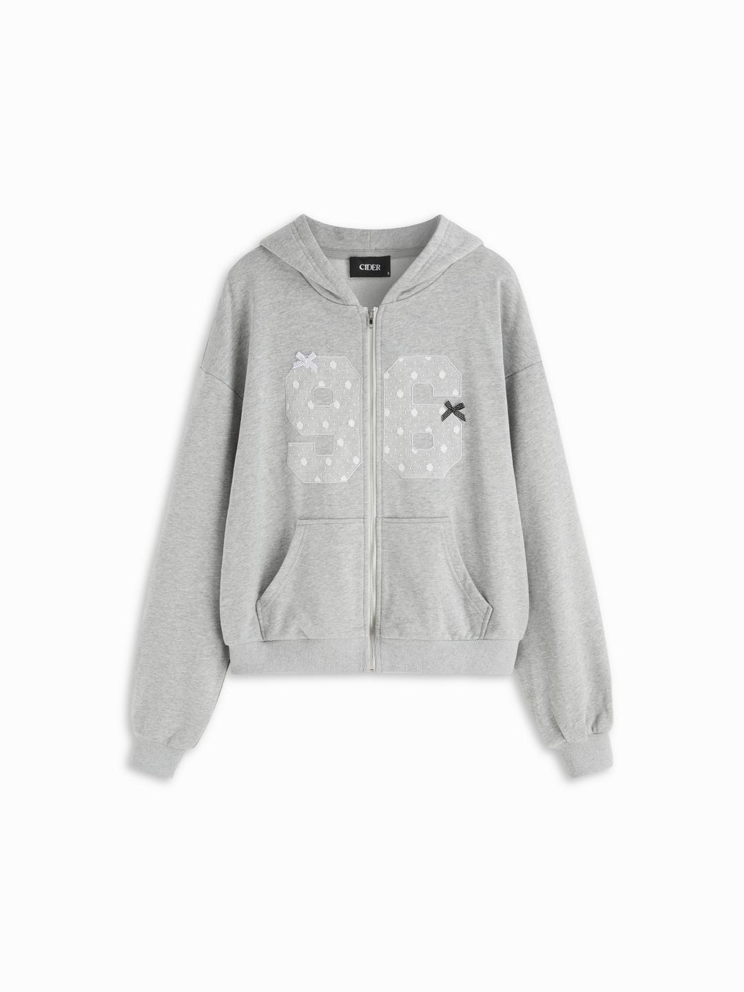 100% Cotton Hooded Lace 96 Bowknot Oversized Hoodie
