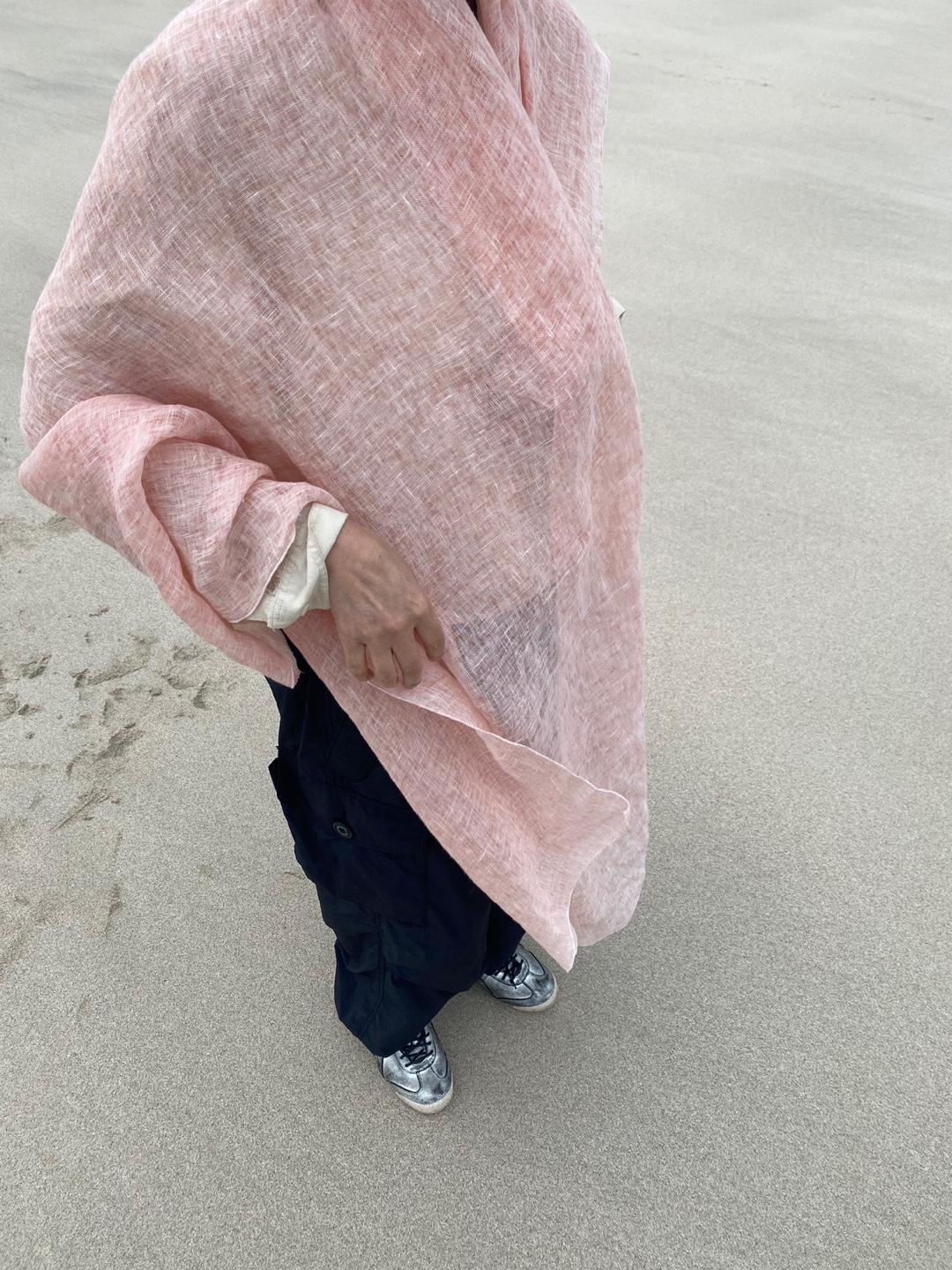 핑크 린넨 숄/커튼