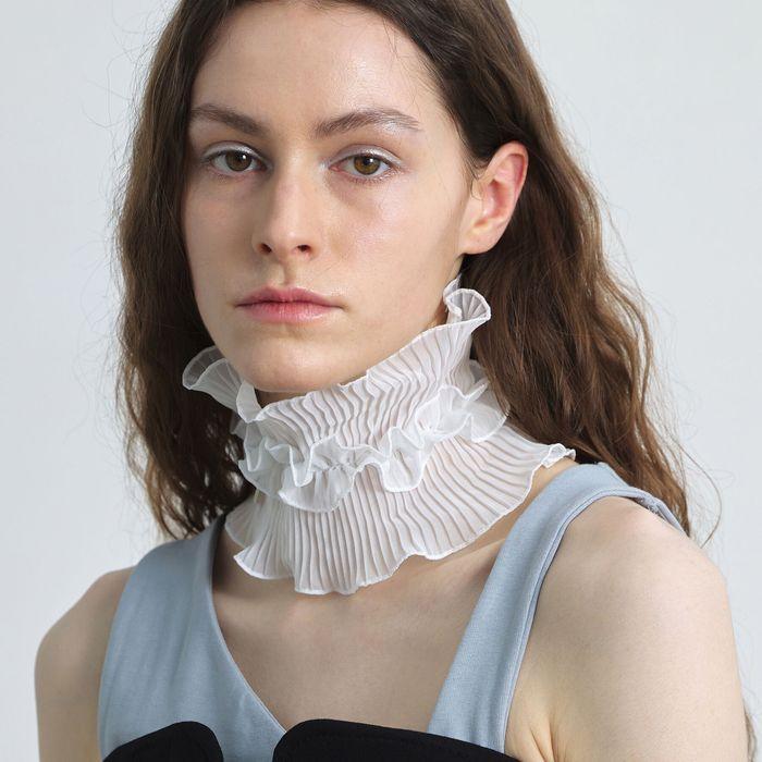 NECK TUBE / DOUBLE PLEATED LACE / WHITE