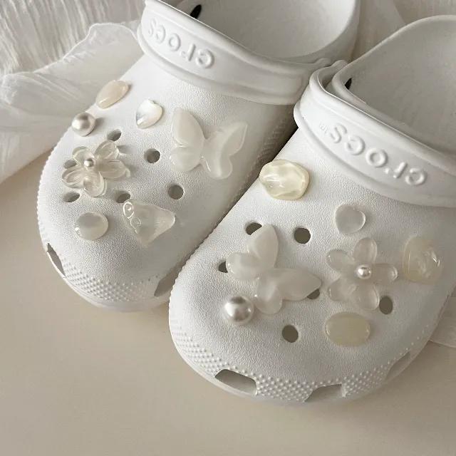 화이트 자개 진주 원석 지비츠 호환 세트 (2 Types)