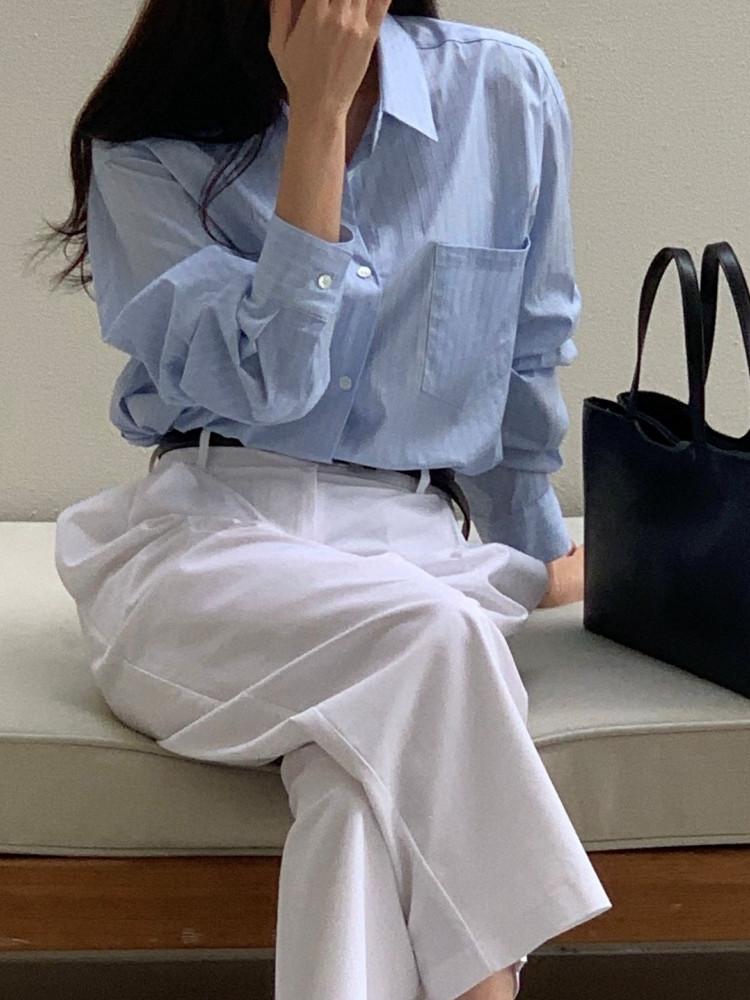 (24SS) 앤유브라운 마가렛 스트라이프 셔츠 (2COL) : whatyoulove