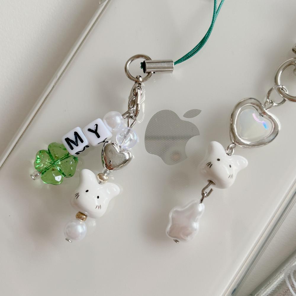 얼굴 토깽 이니셜 뭉게구름 도자기 스트랩 키링 수능선물 응원 아이폰 갤럭시 핸드폰줄