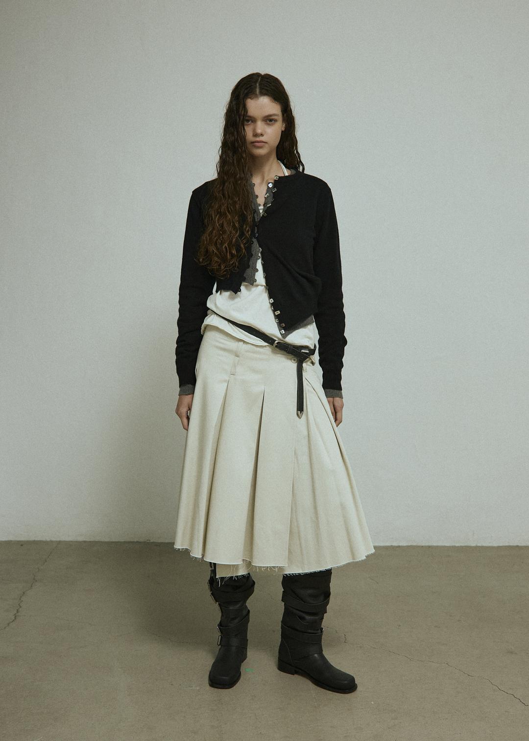 [10%OFF -9/28] unbalanced knit cardigan (black)