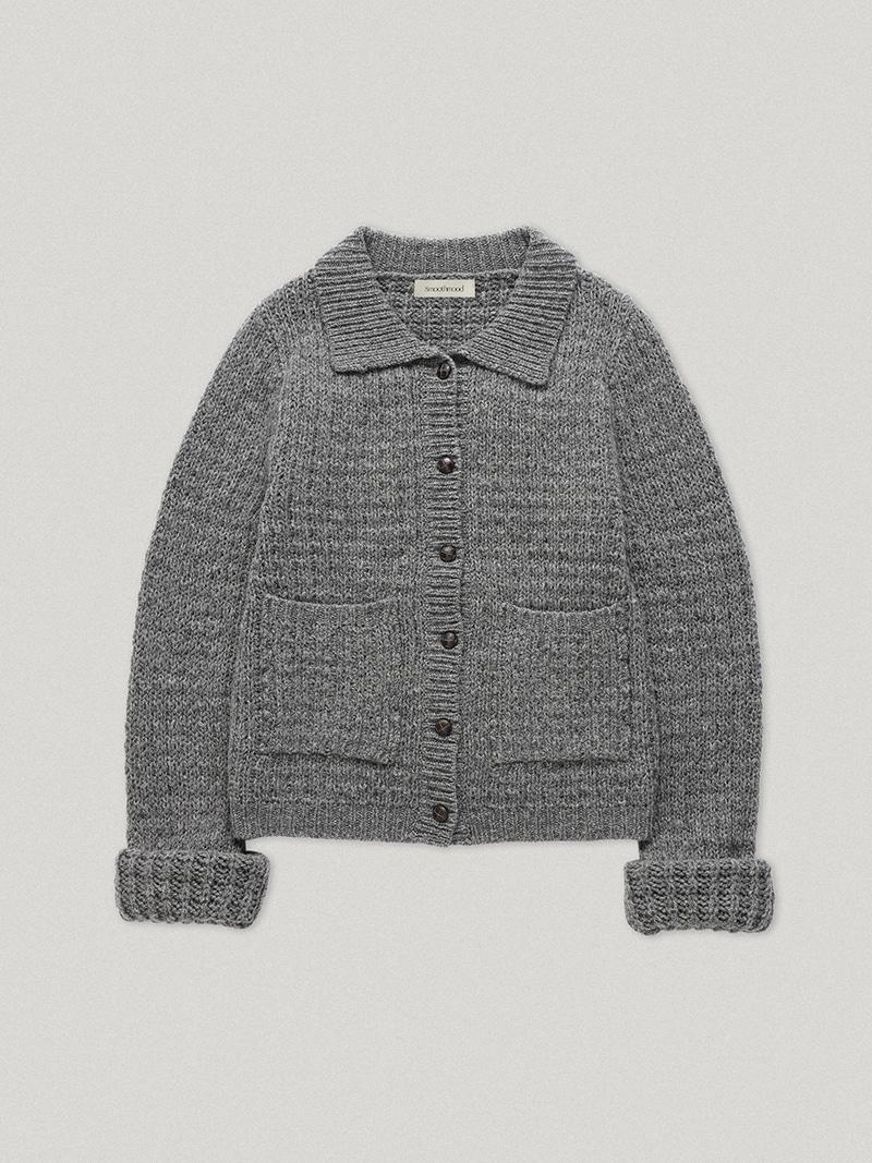 Hannah Collar Knit Cardigan Gray (2nd)