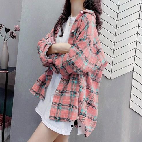 드마엘 여성 러블리 체크 남방 자켓 셔츠 - 셔츠 | 쿠팡