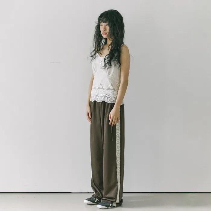 Air mesh track pants / Brown