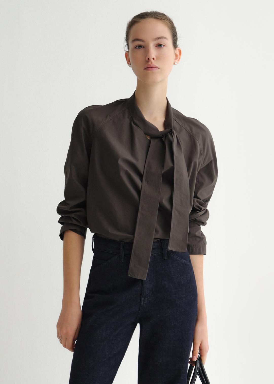 제나 코튼 타이 블라우스