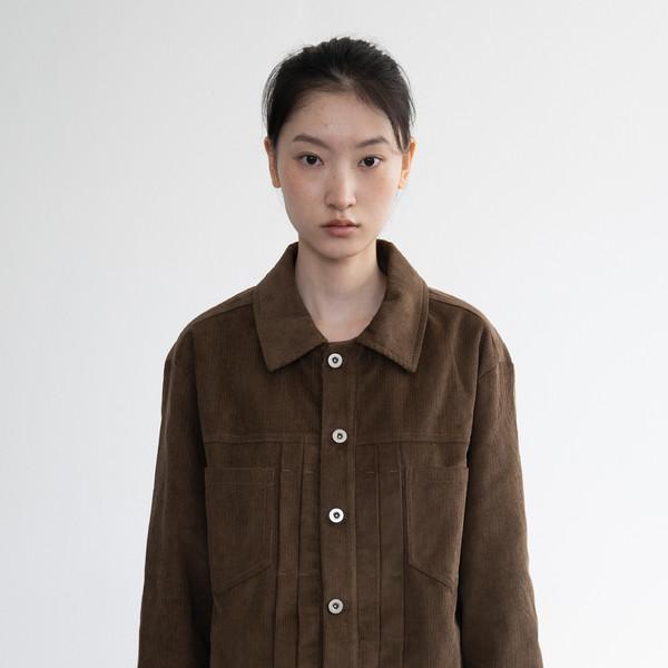 Corduroy Pocket Boxy Jacket (Brown)