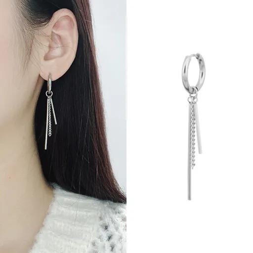 [신상특가/당출] 전체써지컬 체인 바 롱 드롭 원터치 링 피어싱 귀걸이 귀찌  P-701