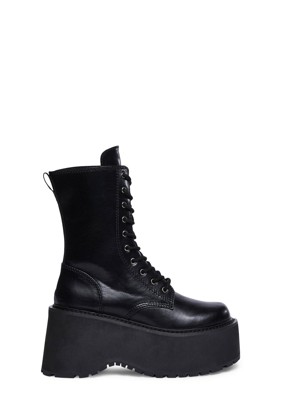 Grunge At Heart Combat Boots - BLACK / US 5