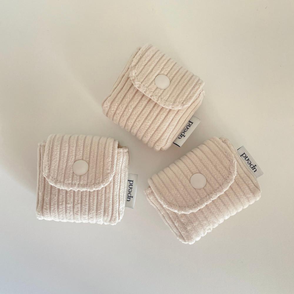 CORDUROY MINI POUCH 3TYPE (연베이지) 패브릭 에어팟파우치 버즈파우치