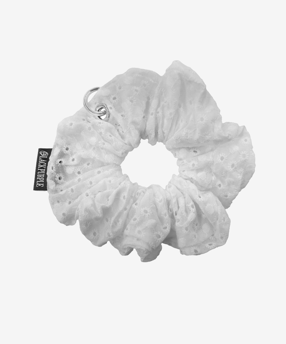 Netty Lace Eyelet Scrunchie_WHITE