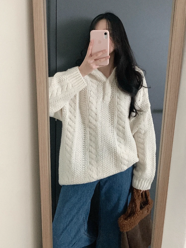 [당일발송] 리로 꽈배기 후드 니트