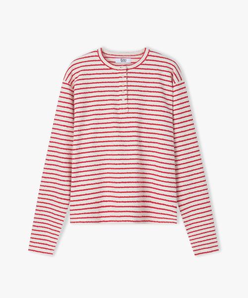 Stripe Noise Henleyneck RED