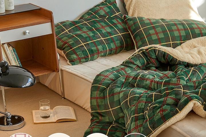 [블프특가]따뜻도톰한 겨울이불 4mm플란넬 극세사 10mm양털 차렵이불세트 4컬러 SS/Q