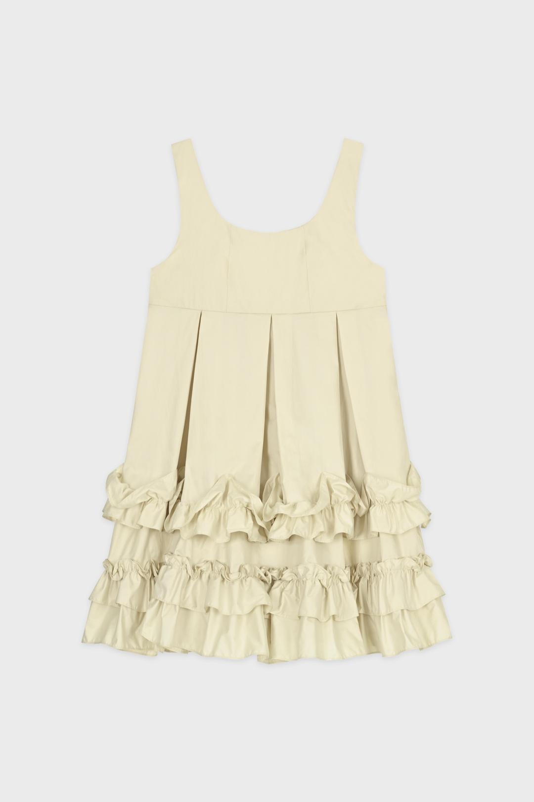 Frill Sleeveless Dress (Cream Yellow)