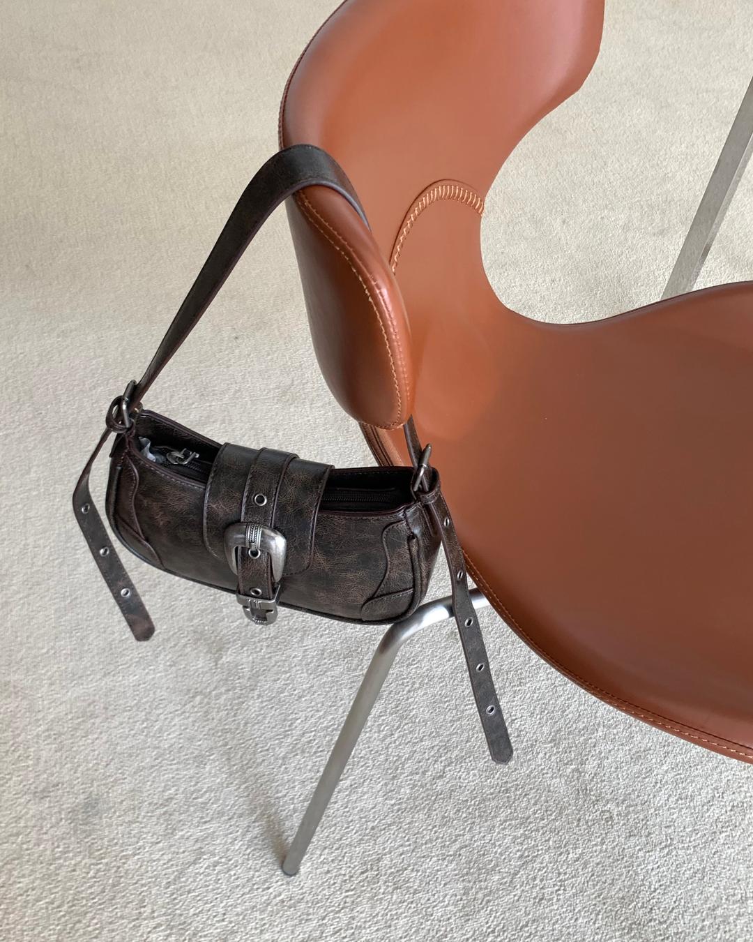 coffee buckle leather bag