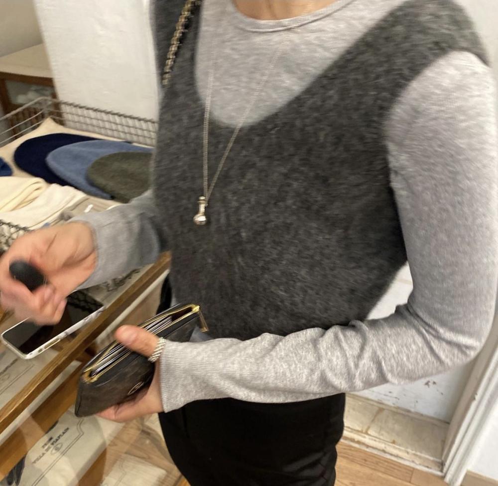 [막장/그레이당일] 108pound 108파운드 니즈 탑 니트 조끼 뷔스티에 레이어드 크롭 나시 3col