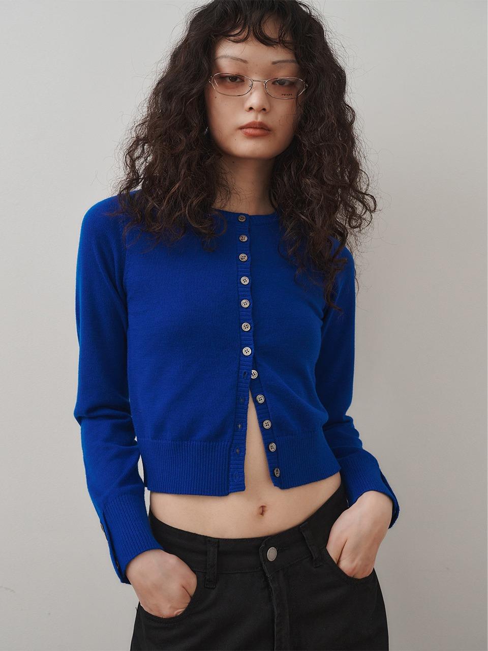 [PLZPROJECT]PETITE ROUND BUTTON CARDIGAN, BLUE