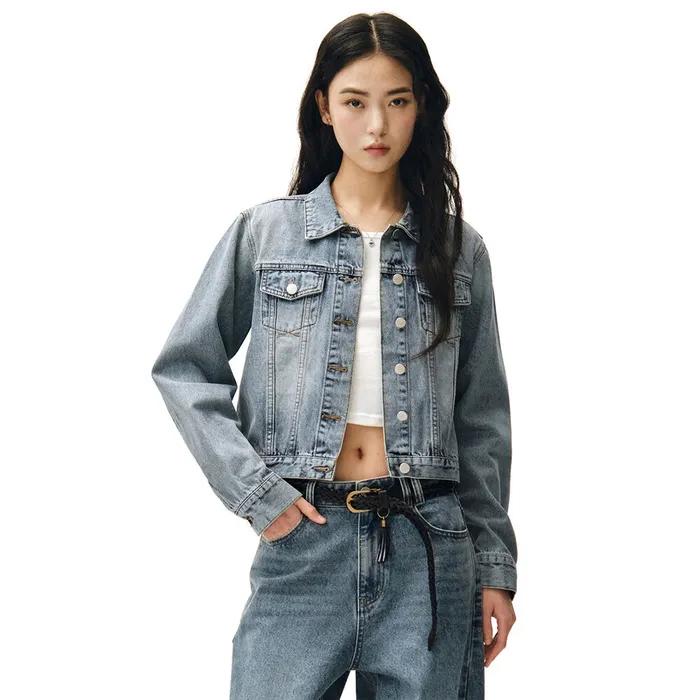 Cropped Denim Jacket DCWJK002LIGHTBLUE