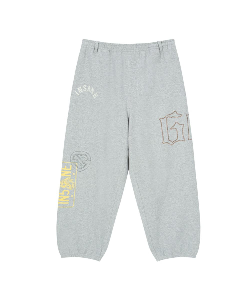 INSANE RHINESTONE SWEAT PANTS_MELANGE GREY