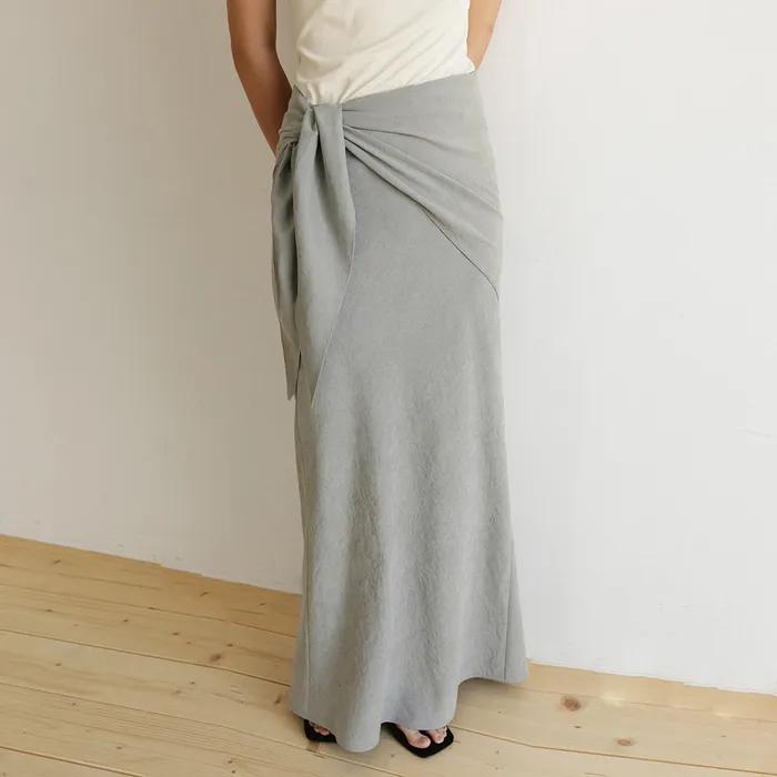 스카프 세트 맥시 스커트 (Gray/Black)_2GSUSK02