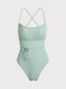 Cyan Criss Cross Tie Back One-Piece Swimsuit - Cyan / XS