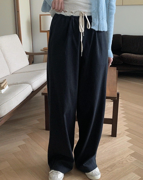 오디너리먼트 로드 배색 와이드팬츠 3color! (데일리룩/꾸안꾸룩/밴딩팬츠)