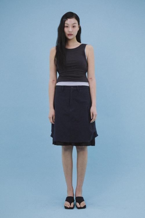 STRING LAYERED TANK TOP DARK GREY AND SKY BLUE (open sale until 6/28)