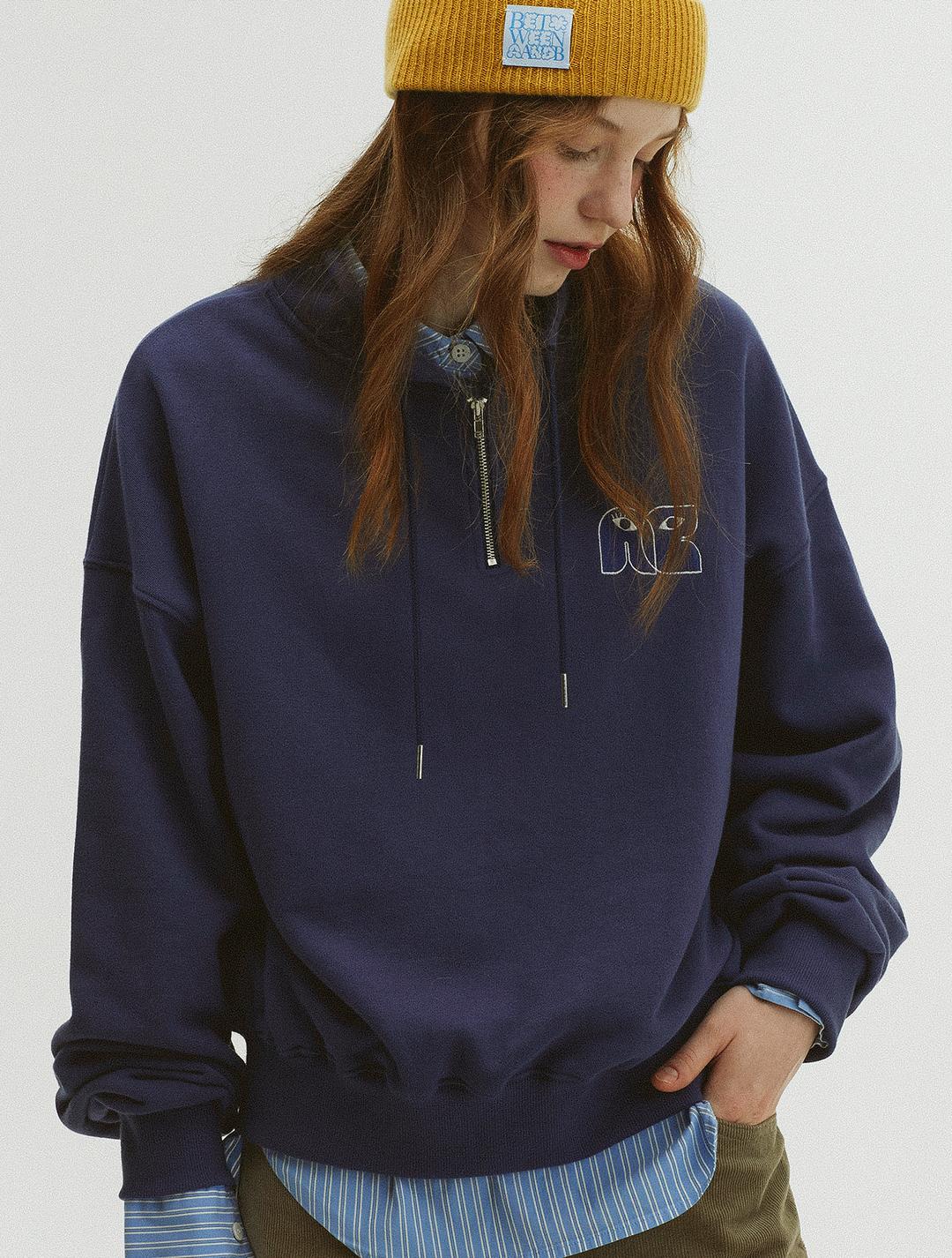 하이넥 스트링 스웨트셔츠 [네이비]