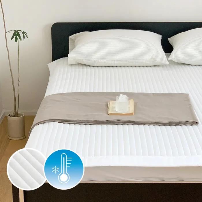 [당일출고] 듀라론 소프트 쿨링 일자누빔 여름 기능성 쿨매트 고정밴딩 냉감 침대 패드 (S/Q/K)